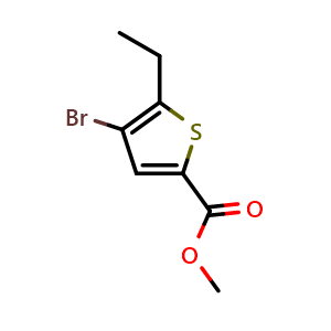 Chemical structure of Methyl 4-bromo-5-ethylthiophene-2-carboxylate , CAS 1047645-89-5, AChemBlock X199959