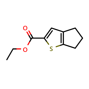 Chemical structure of Ethyl 5,6-dihydro-4h-cyclopenta[b]thiophene-2-carboxylate , CAS 19282-44-1, AChemBlock X199977