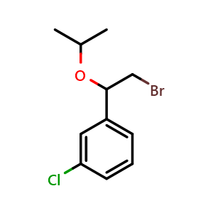 Chemical structure of 1-(2-Bromo-1-isopropoxyethyl)-3-chlorobenzene , CAS 1248016-19-4, AChemBlock X199989