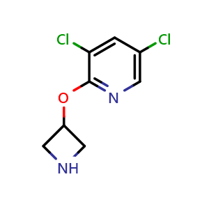 Chemical structure of 2-(Azetidin-3-yloxy)-3,5-dichloropyridine , CAS 1341960-52-8, AChemBlock X199993
