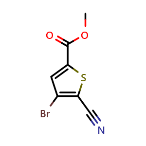 Chemical structure of Methyl 4-bromo-5-cyanothiophene-2-carboxylate , CAS 648412-60-6, AChemBlock X200010