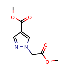 Chemical structure of Methyl 1-(2-methoxy-2-oxoethyl)-1h-pyrazole-4-carboxylate , CAS 1172052-59-3, AChemBlock X200018