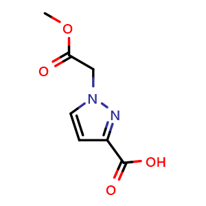 Chemical structure of 1-(2-Methoxy-2-oxoethyl)-1h-pyrazole-3-carboxylic acid , CAS 1172800-52-0, AChemBlock X200019