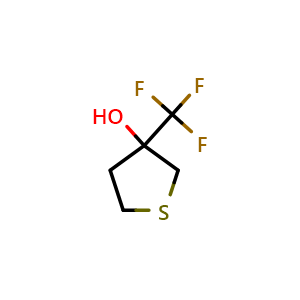 Chemical structure of 3-(Trifluoromethyl)tetrahydrothiophen-3-ol , CAS 1247860-37-2, AChemBlock X200043