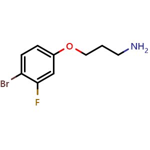 Chemical structure of 3-(4-Bromo-3-fluorophenoxy)propan-1-amine , CAS 1512256-99-3, AChemBlock X200049
