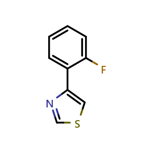 Chemical structure of 4-(2-Fluorophenyl)thiazole , CAS 383145-30-0, AChemBlock X200050