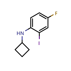Chemical structure of n-Cyclobutyl-4-fluoro-2-iodoaniline , CAS 1500213-46-6, AChemBlock X200052