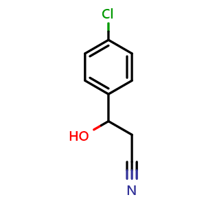 Chemical structure of 3-(4-Chlorophenyl)-3-hydroxypropanenitrile , CAS 84466-38-6, AChemBlock X200059