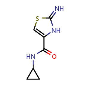Chemical structure of n-Cyclopropyl-2-imino-2,3-dihydrothiazole-4-carboxamide , CAS 1019111-58-0, AChemBlock X200065