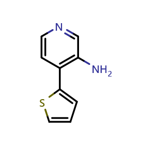 Chemical structure of 4-(Thiophen-2-yl)pyridin-3-amine , CAS 1048960-62-8, AChemBlock X200073