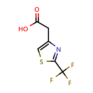 Chemical structure of 2-[2-(trifluoromethyl)-1,3-thiazol-4-yl]acetic acid , CAS 1082267-60-4, AChemBlock X200098