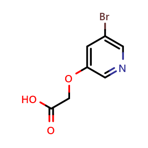 Chemical structure of 2-[(5-bromopyridin-3-yl)oxy]acetic acid , CAS 1344080-01-8, AChemBlock X200113