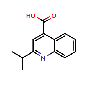 Chemical structure of 2-isopropylquinoline-4-carboxylic acid , CAS 306749-60-0, AChemBlock X200120