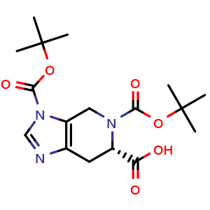 Chemical structure of (S)-3,5-Bis(tert-butoxycarbonyl)-4,5,6,7-tetrahydro-3H-imidazo[4,5-c]pyridine-6-carboxylic acid , CAS 1415602-89-9, AChemBlock X200149
