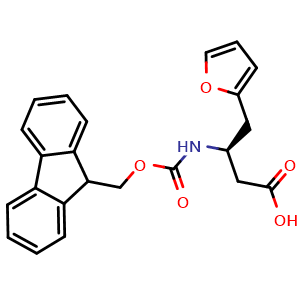 Chemical structure of Fmoc-(S)-3-Amino-4-(2-furyl)-butyric acid , CAS 270263-07-5, AChemBlock X200162