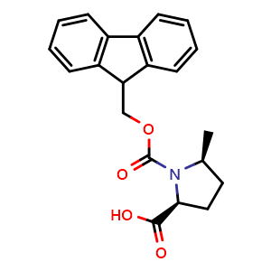 Chemical structure of (2S,5S)-1-(((9H-Fluoren-9-yl)methoxy)carbonyl)-5-methylpyrrolidine-2-carboxylic acid , CAS 1932784-54-7, AChemBlock X200166