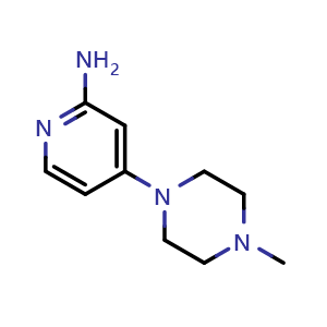 Chemical structure of 4-(4-Methylpiperazin-1-yl)pyridin-2-amine , CAS 959986-12-0, AChemBlock X200169