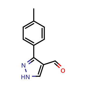 Chemical structure of 3-(4-Methylphenyl)-1H-pyrazole-4-carboxaldehyde , CAS 350988-62-4, AChemBlock X200176