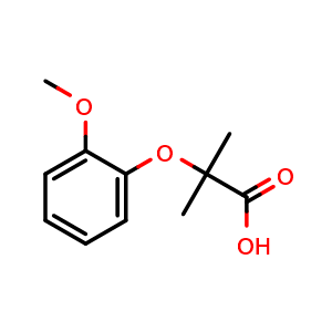 Chemical structure of 2-(2-Methoxyphenoxy)-2-methylpropanoic acid , CAS 53498-60-5, AChemBlock X200184