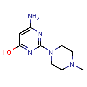 Chemical structure of 6-Amino-2-(4-methylpiperazin-1-yl)pyrimidin-4-ol , CAS 33080-87-4, AChemBlock X200196
