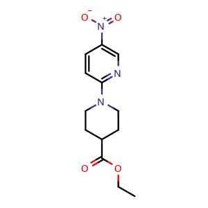 Chemical structure of Ethyl 1-(5-nitropyridin-2-yl)piperidine-4-carboxylate , CAS 300804-00-6, AChemBlock X200223