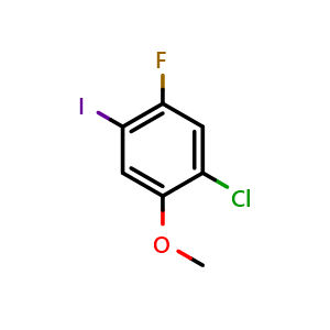 Chemical structure of 1-Chloro-5-fluoro-4-iodo-2-methoxybenzene , CAS 153122-59-9, AChemBlock X200250