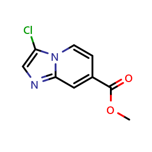 Chemical structure of Methyl 3-chloroimidazo[1,2-a]pyridine-7-carboxylate , CAS 1396554-42-9, AChemBlock X200253