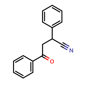 Chemical structure of 4-Oxo-2,4-diphenylbutanenitrile , CAS 6268-00-4, AChemBlock X200263
