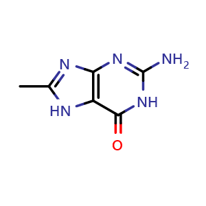 Chemical structure of 2-Amino-8-methyl-1,7-dihydro-6H-purin-6-one , CAS 23662-75-1, AChemBlock X200270