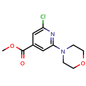 Chemical structure of Methyl 2-chloro-6-morpholinoisonicotinate , CAS 1201675-09-3, AChemBlock X200300