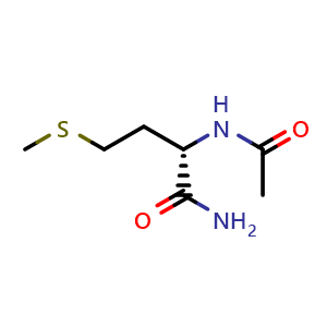 Chemical structure of (S)-2-Acetamido-4-(methylthio)butanamide , CAS 23361-37-7, AChemBlock X200317