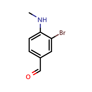 Chemical structure of 3-Bromo-4-(methylamino)benzaldehyde , CAS 28164-48-9, AChemBlock X200327