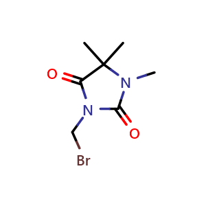 Chemical structure of 3-(Bromomethyl)-1,5,5-trimethylimidazolidine-2,4-dione , CAS 159135-61-2, AChemBlock X200329