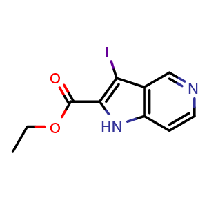 Chemical structure of Ethyl 3-iodo-1H-pyrrolo[3,2-c]pyridine-2-carboxylate , CAS 1260383-69-4, AChemBlock X200333