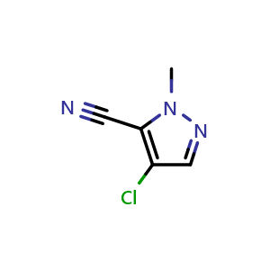 Chemical structure of 4-Chloro-1-methyl-1H-pyrazole-5-carbonitrile , CAS 1172024-69-9, AChemBlock X200338