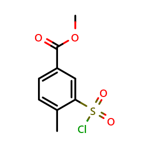 Chemical structure of 3-Chlorosulfonyl-4-methyl-benzoic acid methyl ester , CAS 372198-41-9, AChemBlock X200339