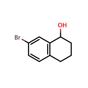 Chemical structure of 7-Bromo-1,2,3,4-tetrahydro-naphthalen-1-ol , CAS 75693-15-1, AChemBlock X200354