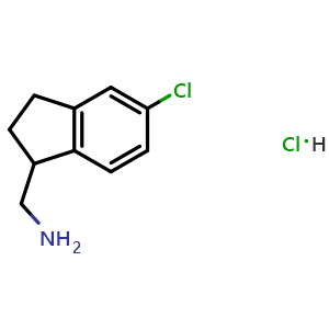 Chemical structure of 5-chloro-2,3-dihydro-1H-Indene-1-methanamine hydrochloride , CAS 1965309-39-0, AChemBlock X200359