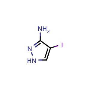 Chemical structure of 4-Iodo-1H-pyrazol-3-amine , CAS 81542-51-0, AChemBlock X200383