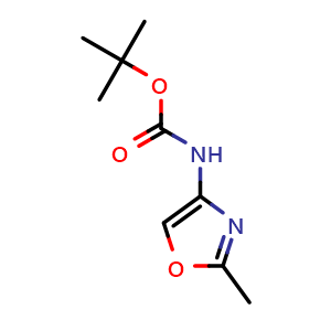 Chemical structure of tert-Butyl (2-methyloxazol-4-yl)carbamate , CAS 1240621-19-5, AChemBlock X200397