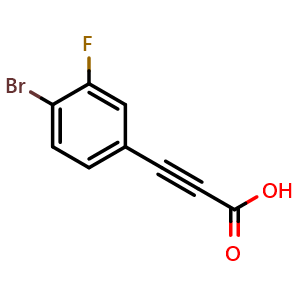 Chemical structure of 3-(4-Bromo-3-fluorophenyl)propiolic acid , CAS 1339425-98-7, AChemBlock X200406