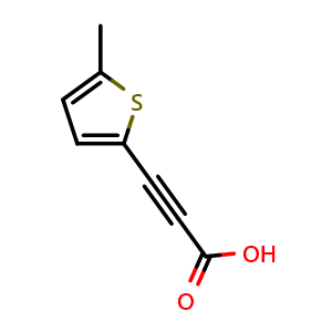 Chemical structure of 3-(5-Methylthiophen-2-yl)propiolic acid , CAS 1343396-45-1, AChemBlock X200407
