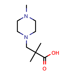 Chemical structure of 2,2-Dimethyl-3-(4-methylpiperazin-1-yl)propanoic acid , CAS 876343-22-5, AChemBlock X200408