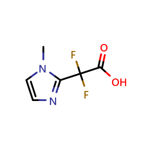 Chemical structure of 2,2-Difluoro-2-(1-methyl-1h-imidazol-2-yl)acetic acid , CAS 1342482-15-8, AChemBlock X200409