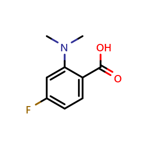 Chemical structure of 2-(Dimethylamino)-4-fluorobenzoic acid , CAS 689148-06-9, AChemBlock X200415