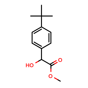 Chemical structure of Methyl 2-(4-(tert-butyl)phenyl)-2-hydroxyacetate , CAS 1247582-58-6, AChemBlock X200436