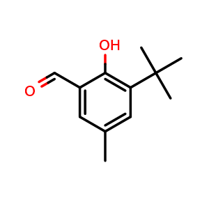 Chemical structure of 3-(Tert-butyl)-2-hydroxy-5-methylbenzaldehyde , CAS 41715-31-5, AChemBlock X200463