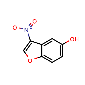 Chemical structure of 3-Nitrobenzofuran-5-ol , CAS 126318-27-2, AChemBlock X200485