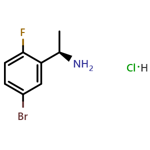Chemical structure of (R)-1-(5-Bromo-2-fluorophenyl)ethanamine hydrochloride , CAS 2074703-39-0, AChemBlock X200499