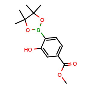 Chemical structure of Methyl 3-hydroxy-4-(4,4,5,5-tetramethyl-1,3,2-dioxaborolan-2-yl)benzoate , CAS 2026647-81-2, AChemBlock X200504